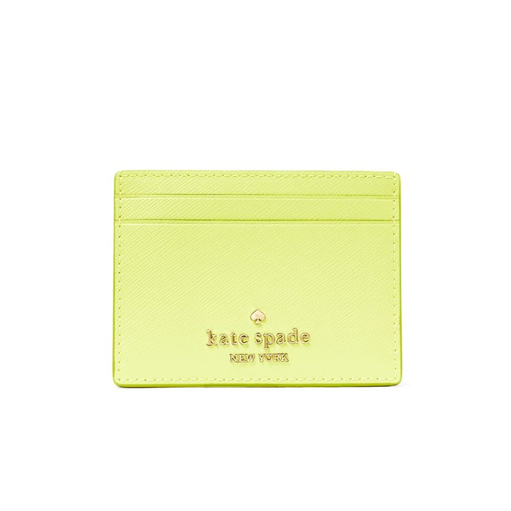 New Kate Spade Small Slim Card Holder Leather Lime Slushy